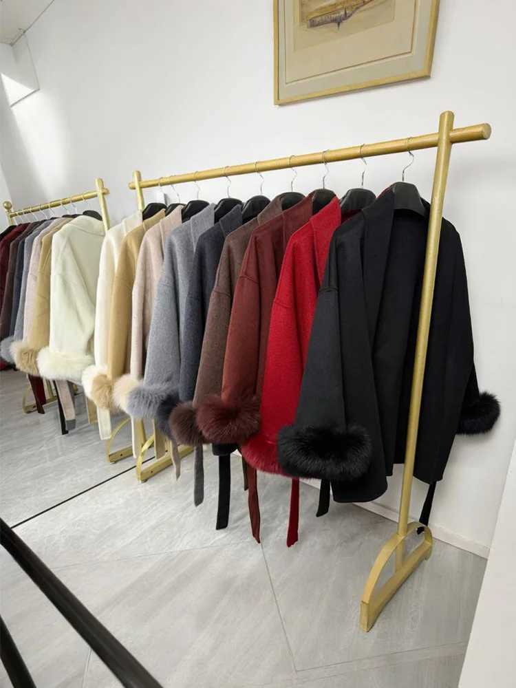 Trendix Fox Fur Woolen Womens Autumn Coat Fashion Patchwork Double-Sided Wool Overcoat 2025 New Elegant Office Commuter Jacket J251124