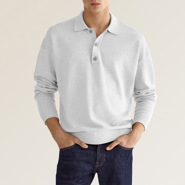 2022 autumn long sleeve V-neck button mens casual top polo