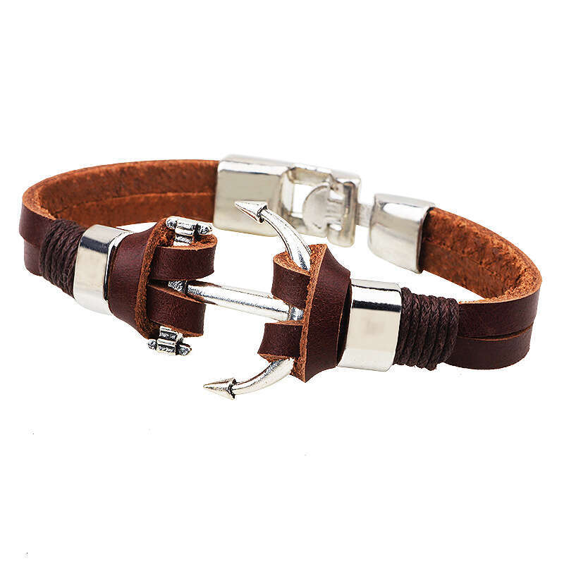 Personalized Anchor Metal Accessories Rudder Buckle Cowhide Bracelet