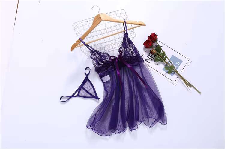 Sexy Lingerie Women Crotchless Sleepwear Pamas Lace Night Dress Exotic Female Underwear Nightgown G-String Erotic Costumes