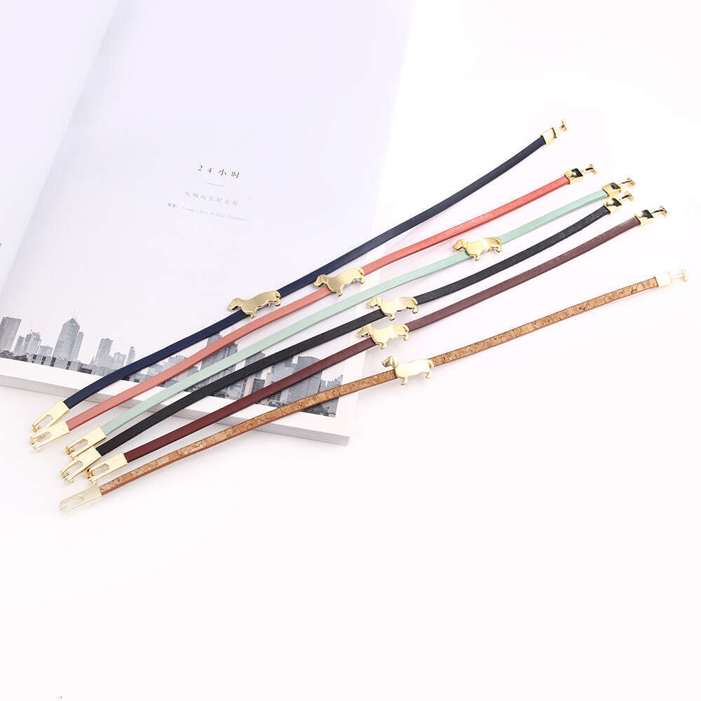 Qino Boutique Women's Leather Simple and Versatile Student Creative Handicraft Alloy Bracelet