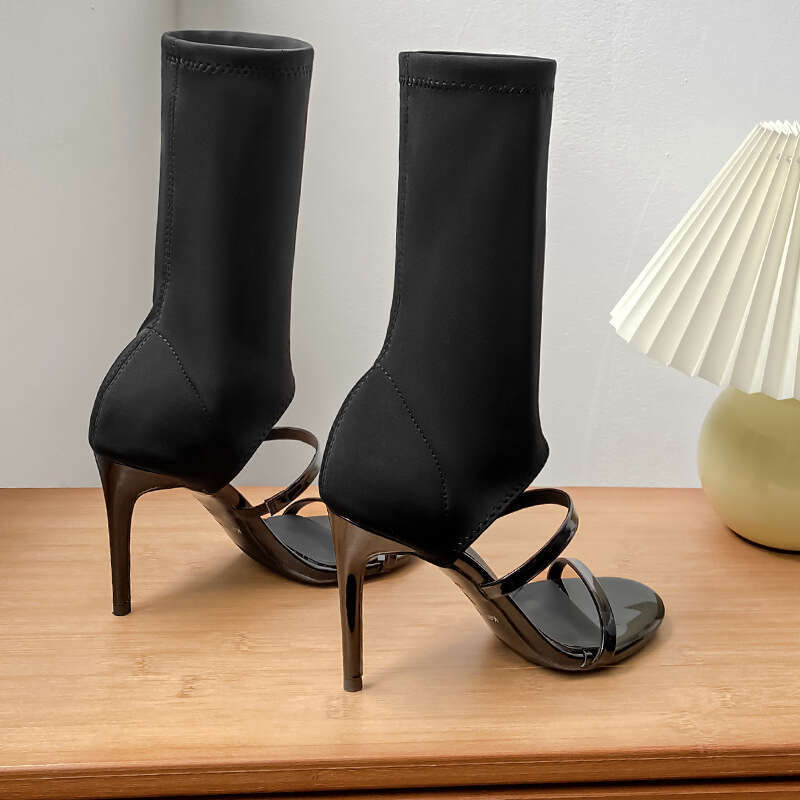 Woman Sandals French Exquisite Women S Summer New One Line Roman High Heels Small Heel Open Toe Sandals