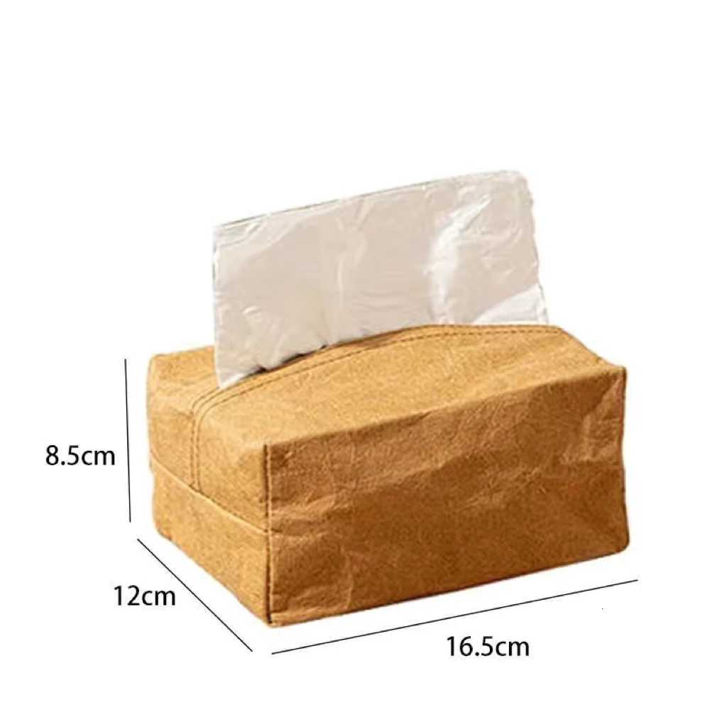 Creative pleated kraft paper waterproof tissue box modern designer storage napkin bag home desktop decorationM251124