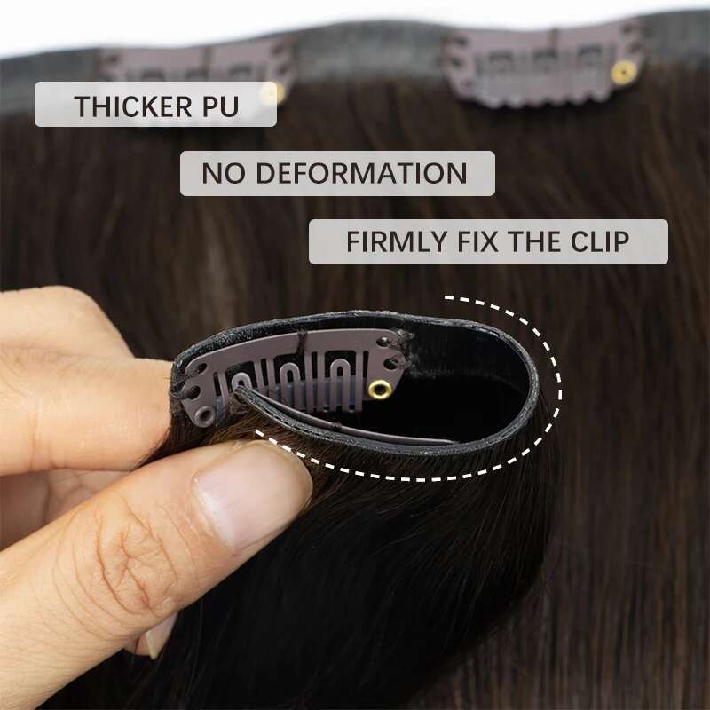 Invisible In Human Extensions Seamless PU Weft Tape Clip On For Thick Raw Hair 7Pcs 12-22Inch 100G-120G