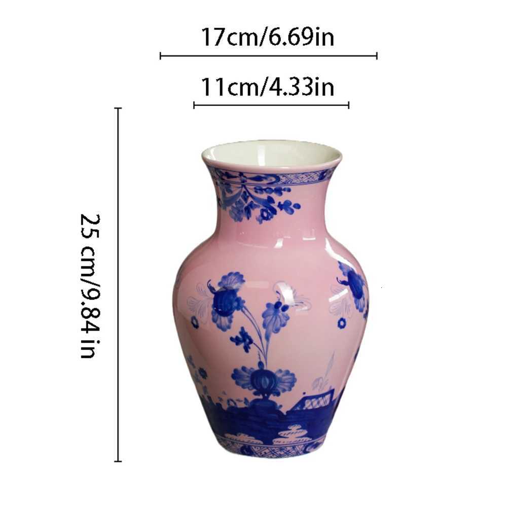 Light Luxury Blue And Flower Hand-Painted Vase Home Decoration Ceramic Vase Flower-Arranging Hydroponic Vase Hallway Ornaments C251124