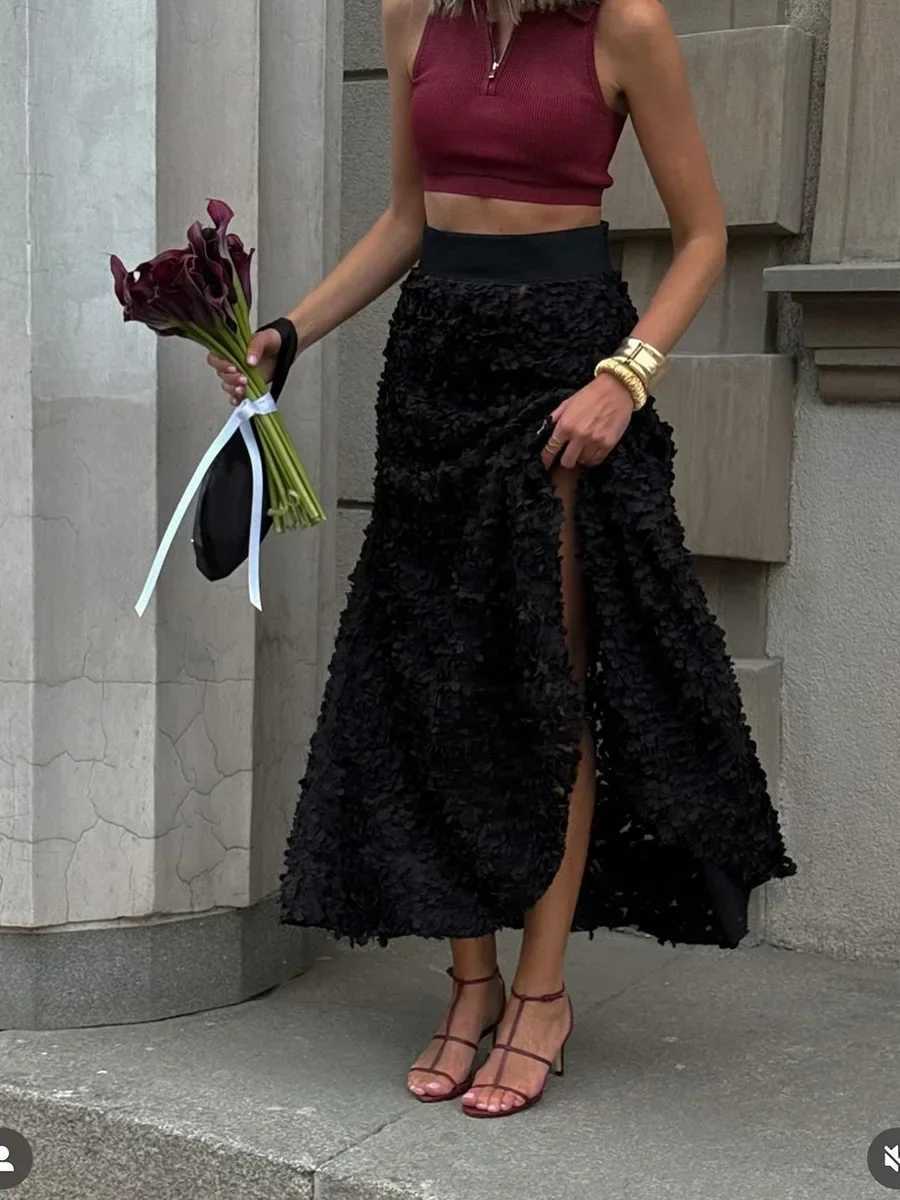 Wolfeel Winter Autumn Womens Fashion Long Petal Skiing Design Inspiration Evening Dress Elegant Womens Unique High Waist Skiing M250424