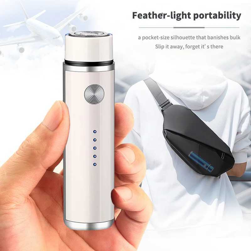 Mens Mini Electric Travel Shaver Type-C Charging Face Beard Trimmer with Battery Display Rechargeable Shaver Car Home Razor L251124