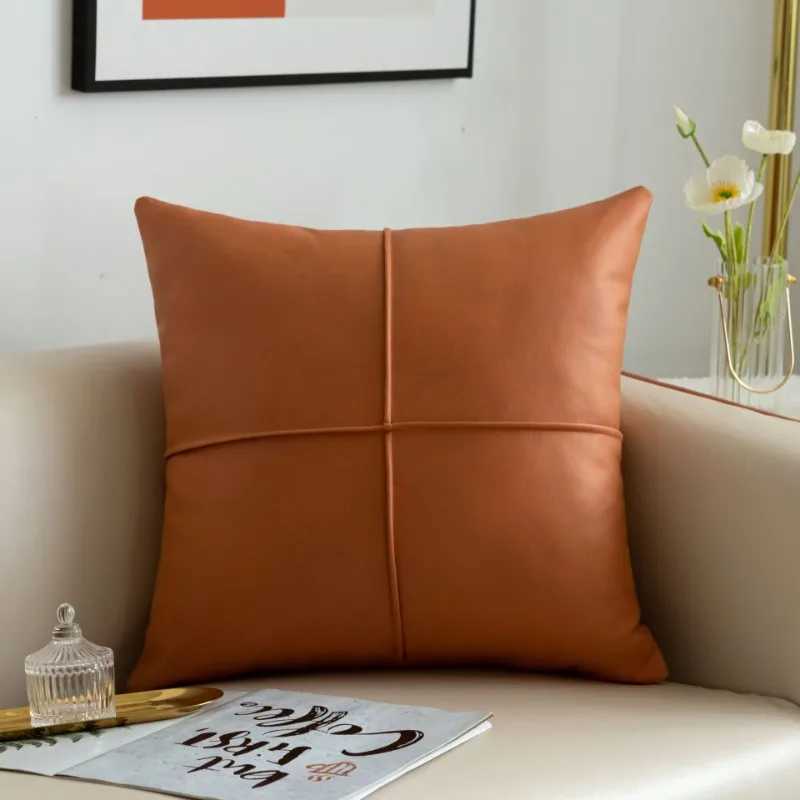 light luxury simulation leather thickened technology cloth waterproof throw pillow living room sofa cushion rectangular pillow G251124