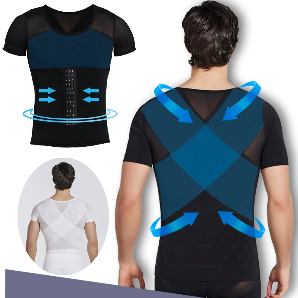 Men Shapewear T-Shirt Tummy Cotrol Tight Slimming Body Shaper Shirt for Abdomen Control 250424