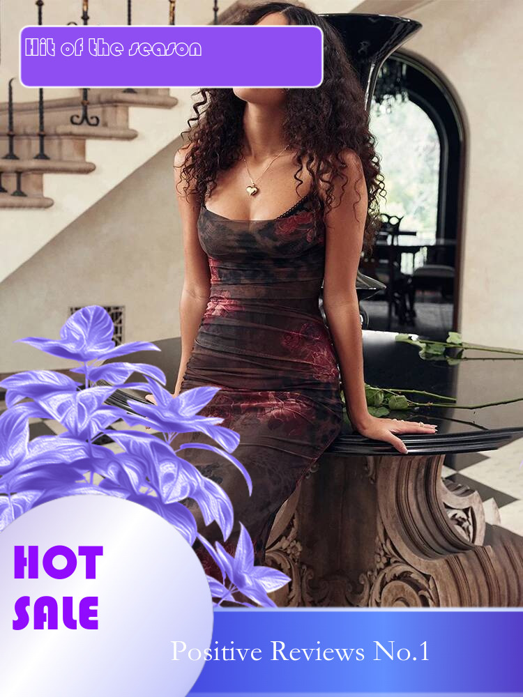 Dongdumaoyi Townlike Elegant Split Print Long Maxi Dress Women Spaghetti Strap Summer Nightclub Sexy Party Slim Bodycon Dresses