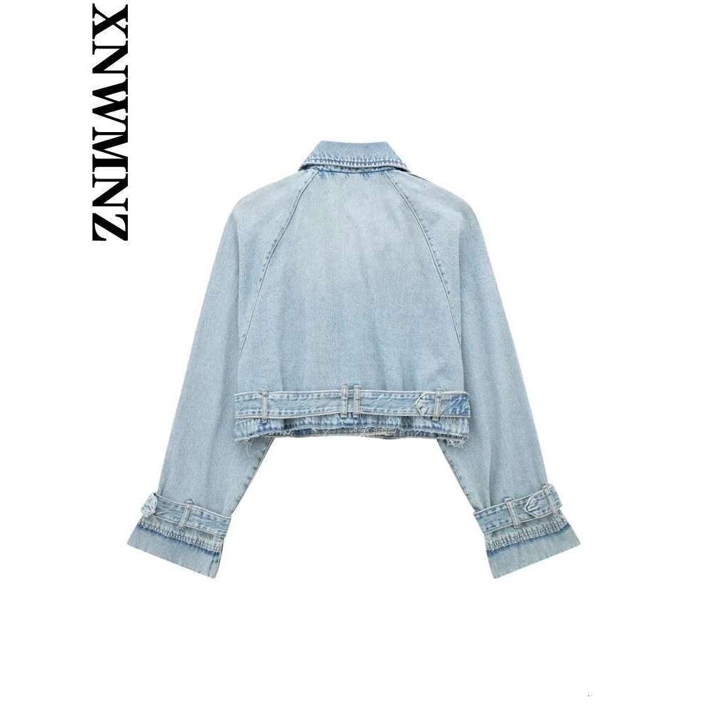 Designer Clothes XNWMNZ Women Fashion Spring Autumn Denim Trench Coat Simple Casual Short Belt Double Breasted High Street Female Jacket Top