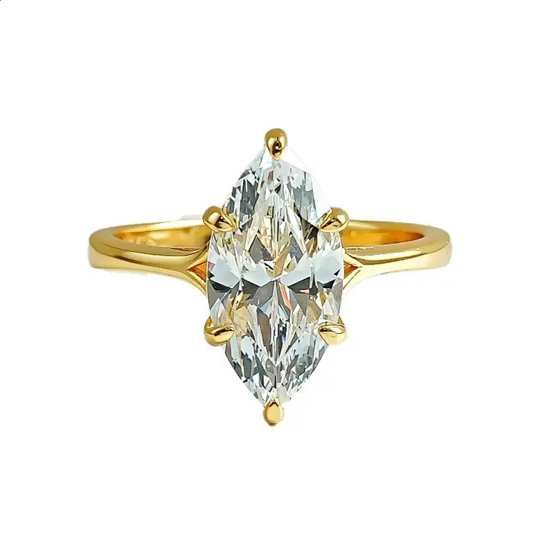 Karachis Minimalist Marquise High Carbon Diamond Ring Womens 925 Silver Inlaid Engagement Diamond Ring Style Jewelry 250327