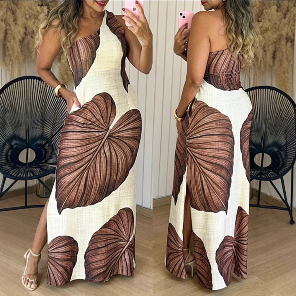 2025 summer new printed fashionable temperament sleeveless womens clothing sexy slim fit dress for women