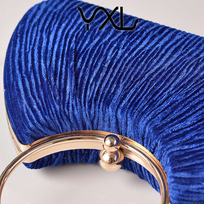 Dinner Bag New Velvet Party Metal Ring Handheld Wrinkled Silver Banquet Dress Chain Women S Bag KQ
