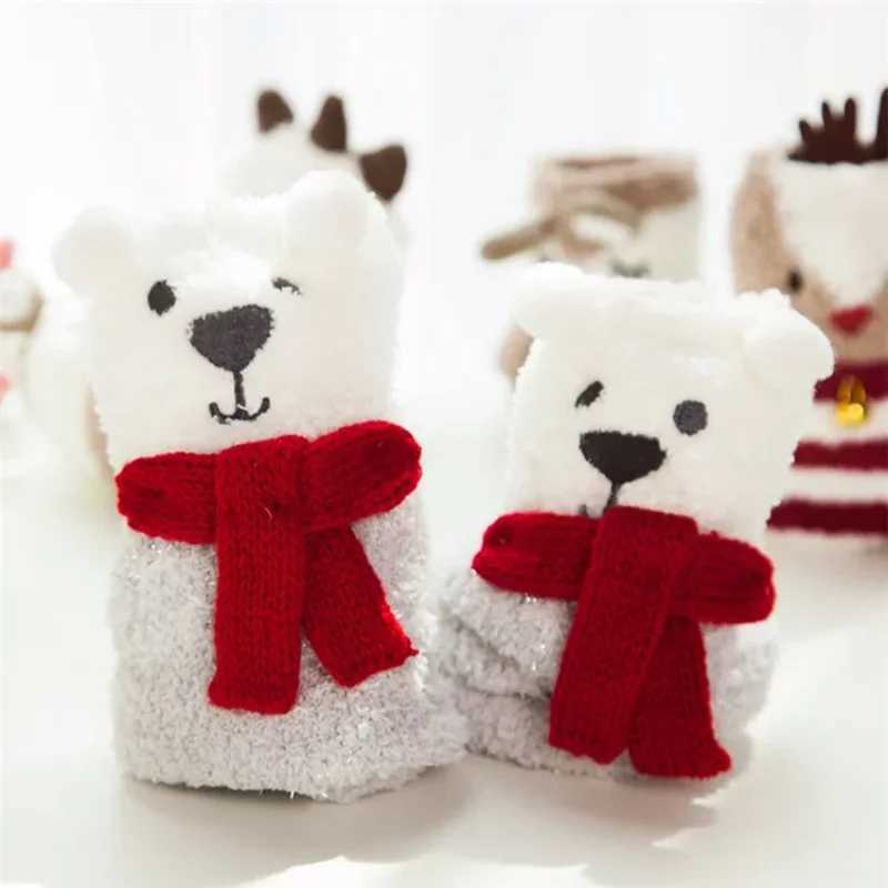 Christmas Childrens Socks For Girls Boys Coral Fleece Kids Striped Long Socks Winter Warm Stockings New Years One Size 2-8Years G251124