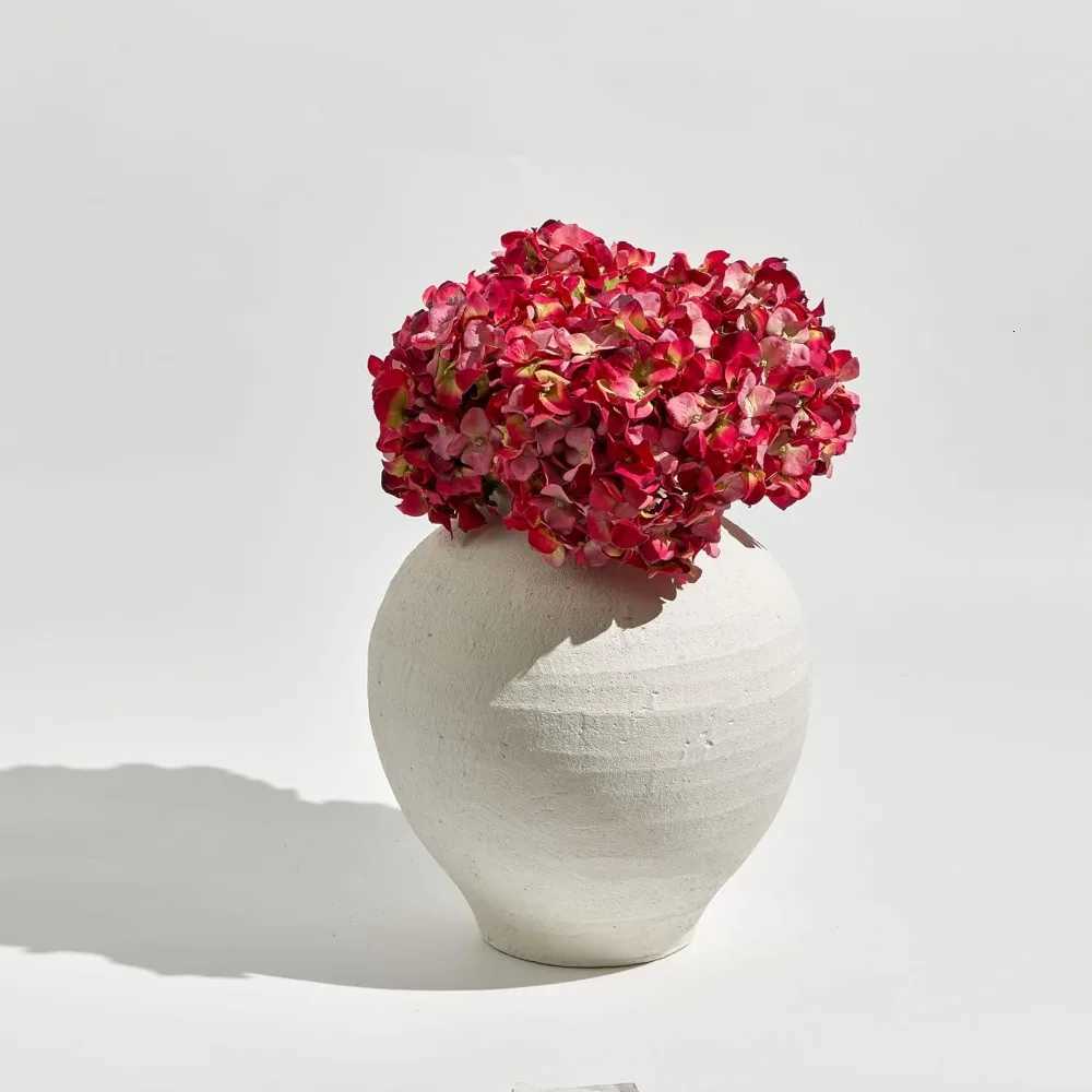 Large White Ceramic Zen Vase 11 Tall Rustic Style Terra Cotta Pitcher Distressed Farmhouse Decor Pottery Art Long Tail Home C251124