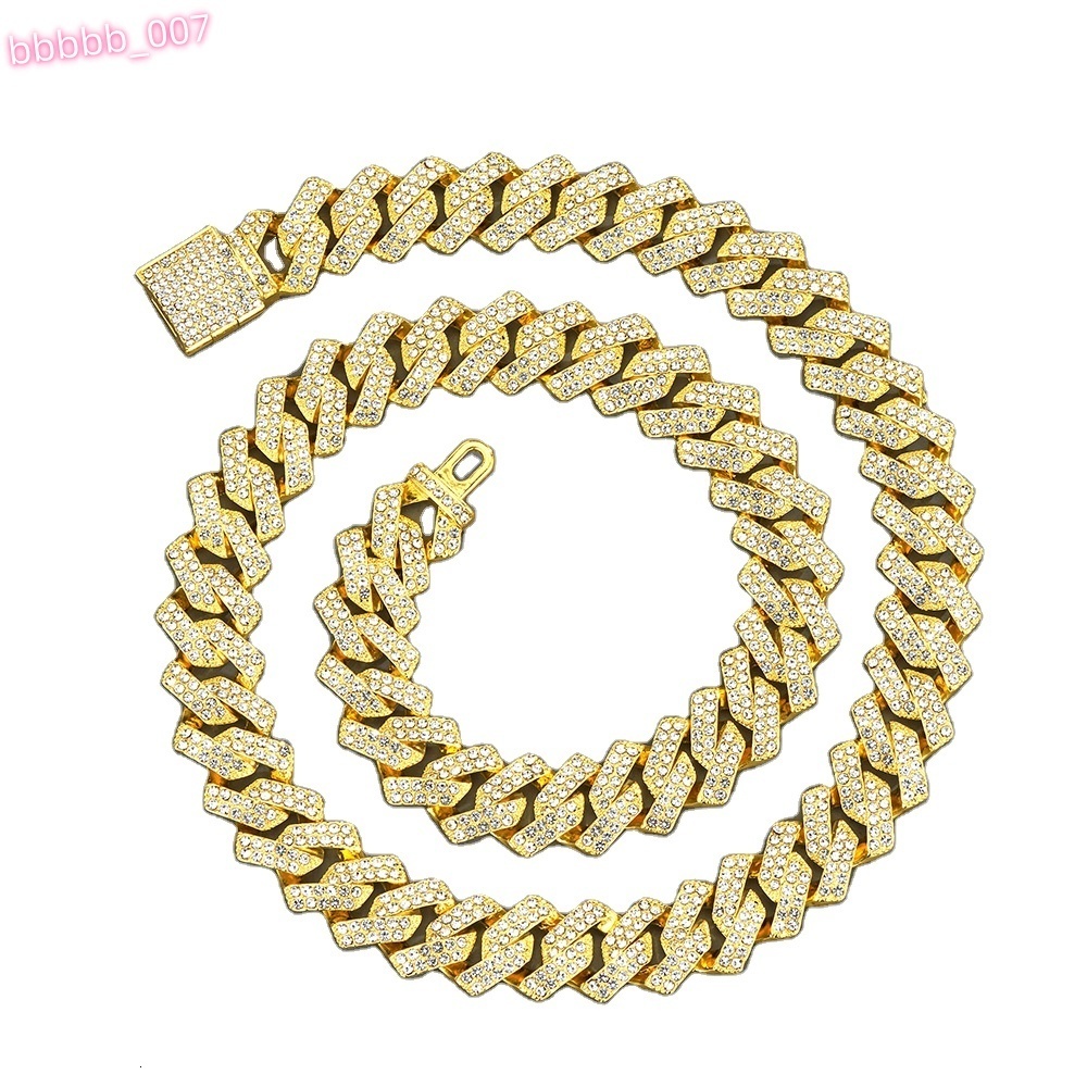 14 MM Prong Cuban Link Chain Necklace for Men Hip Hop Iced Out Bling Luxury Full Rhinestone Paved Necklace Rapper Female Jewelry