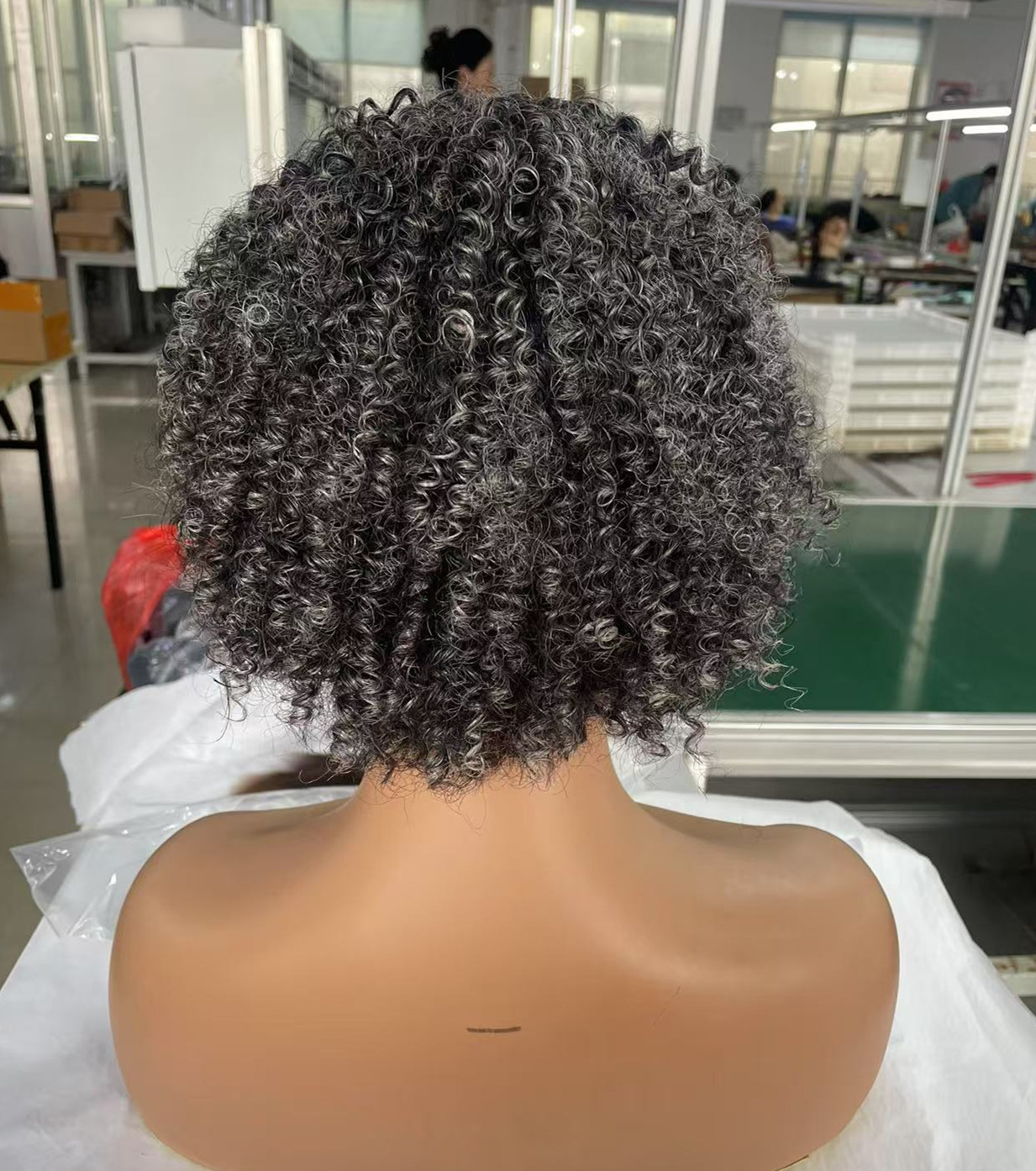 Short gray salt&pepper color afro kinky curly wigs 10inch grey bob style human hair wg Machine made glueless wig
