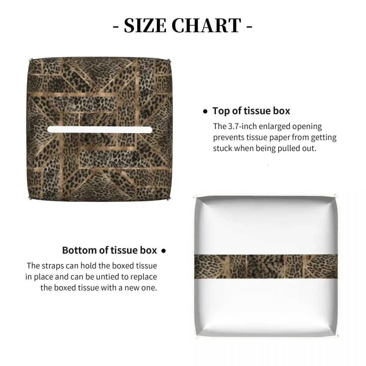 Custom Leopard Fur Texture Geometric Tissue Box Cover PU Leather Square Texture Facial Tissues Holder for OfficeM251124