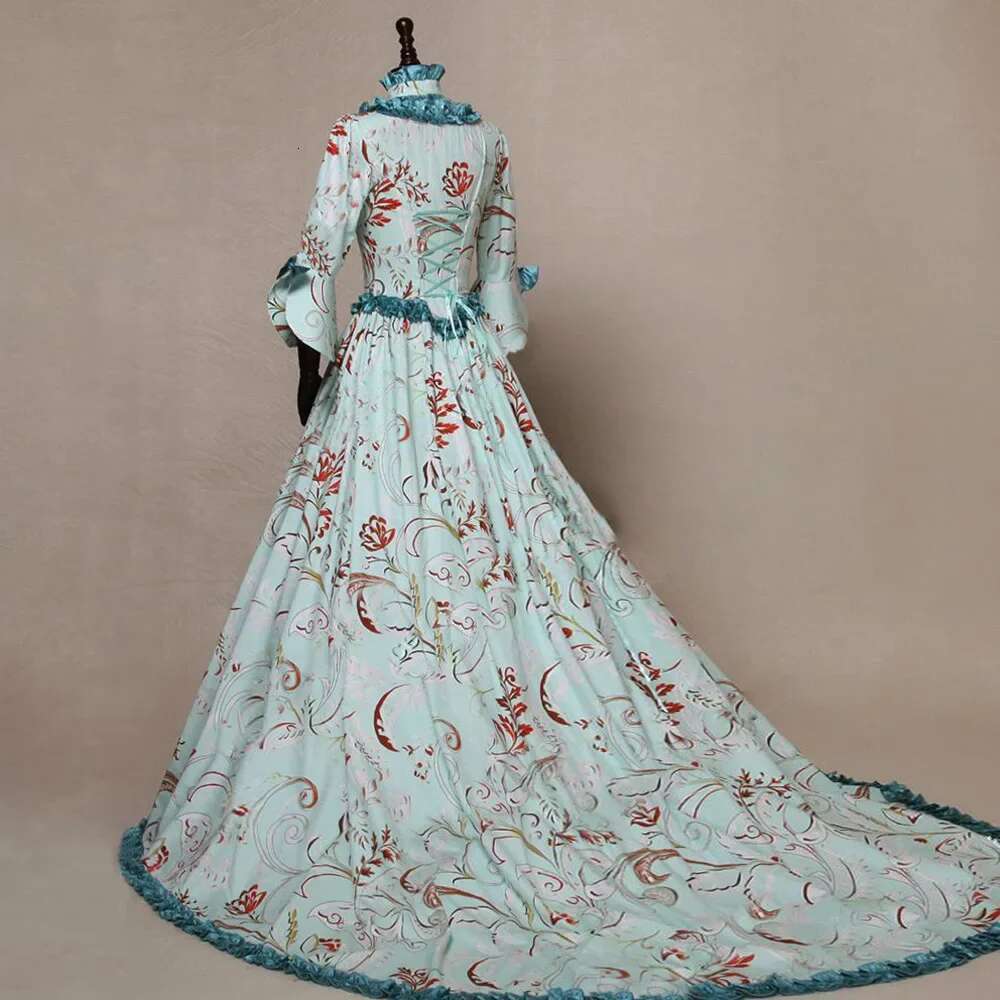 Plus Size Medieval Victorian Party Princess Dress Queen Floor Cos Renaissance Vintage Printed Gown Robe Dresses For Lady