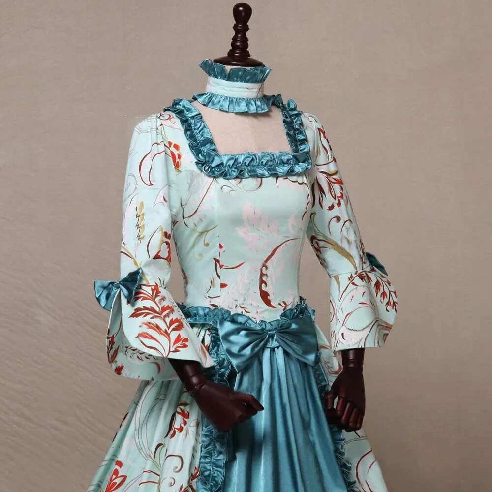 Plus Size Medieval Victorian Party Princess Dress Queen Floor Cos Renaissance Vintage Printed Gown Robe Dresses For Lady