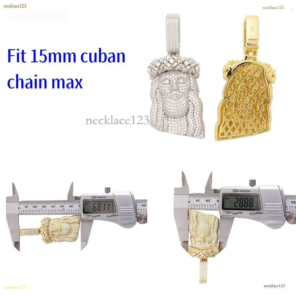 Ready To Ship Iced Out Jesus Head Moissanite Dia Sier Hip Hop Pendant For Tennis Cuban k Chain