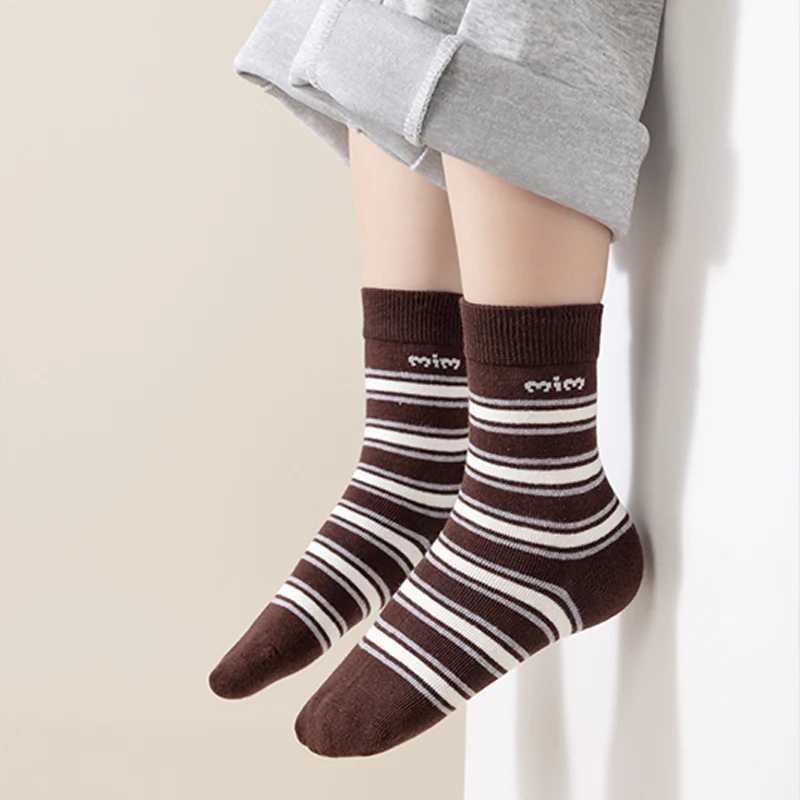 ive pairs of childrens autumn and winter Korean-style versatile striped socks soft comfortable and skin-friendly G251124