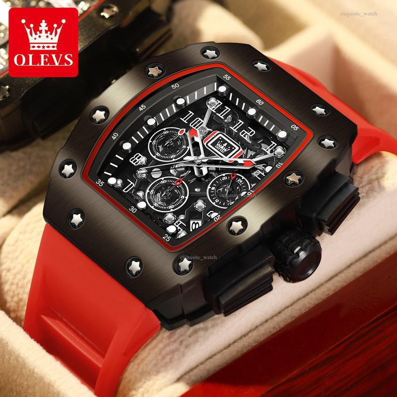 OLEVS Luxury Outdoor Sports Multi-functional Watches Bucket-shaped Quartz Watches Water-resistant Men's Watches Designer Watches Free Delivery An