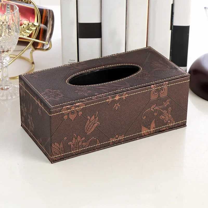 PU Leather Tissue Box Paper Holder Rectangular Tissue Paper Napkin Box Home Kitchen Organization Home Supplies Anti-moistureM251124