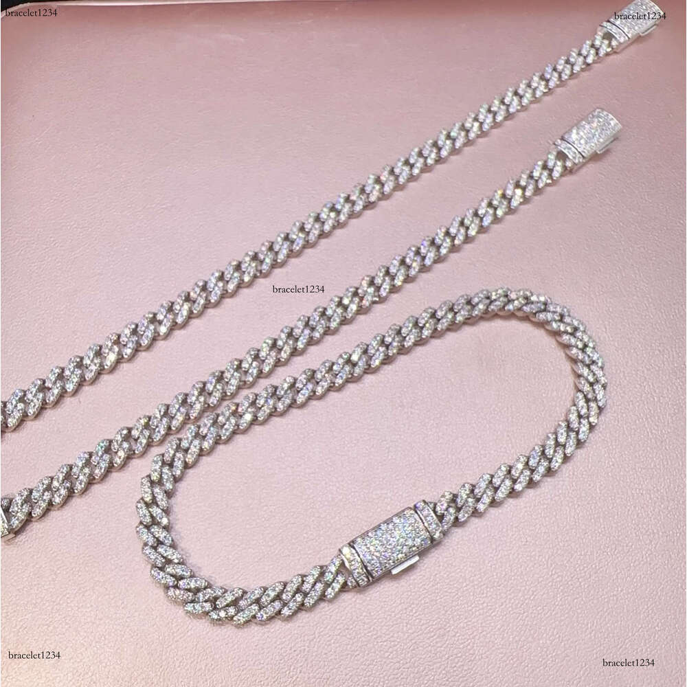 Fashion Hip Pop Jewelry 9mm Width Sier Plated Iced Out Cubic Zirconia Brass Cuban k Chain Bracelet