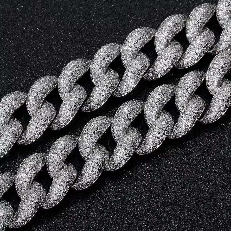 High Quality 14K Real Gold Plated Cuban Chain Hiphop Iced Out Cubic Zircon Cuban Links Diamond Brass Cz Diamond Bracelet