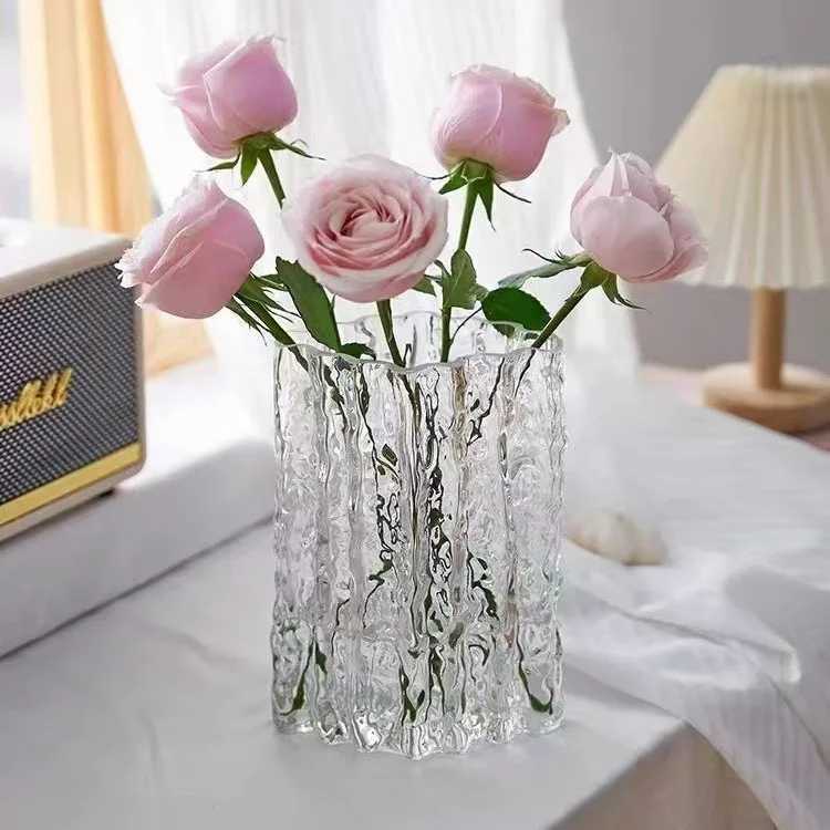 Glacier Patterned Transparent Vase Ornament Large Cber Colorful Light Luxury Vase Living Room Decoration Ornament C251124