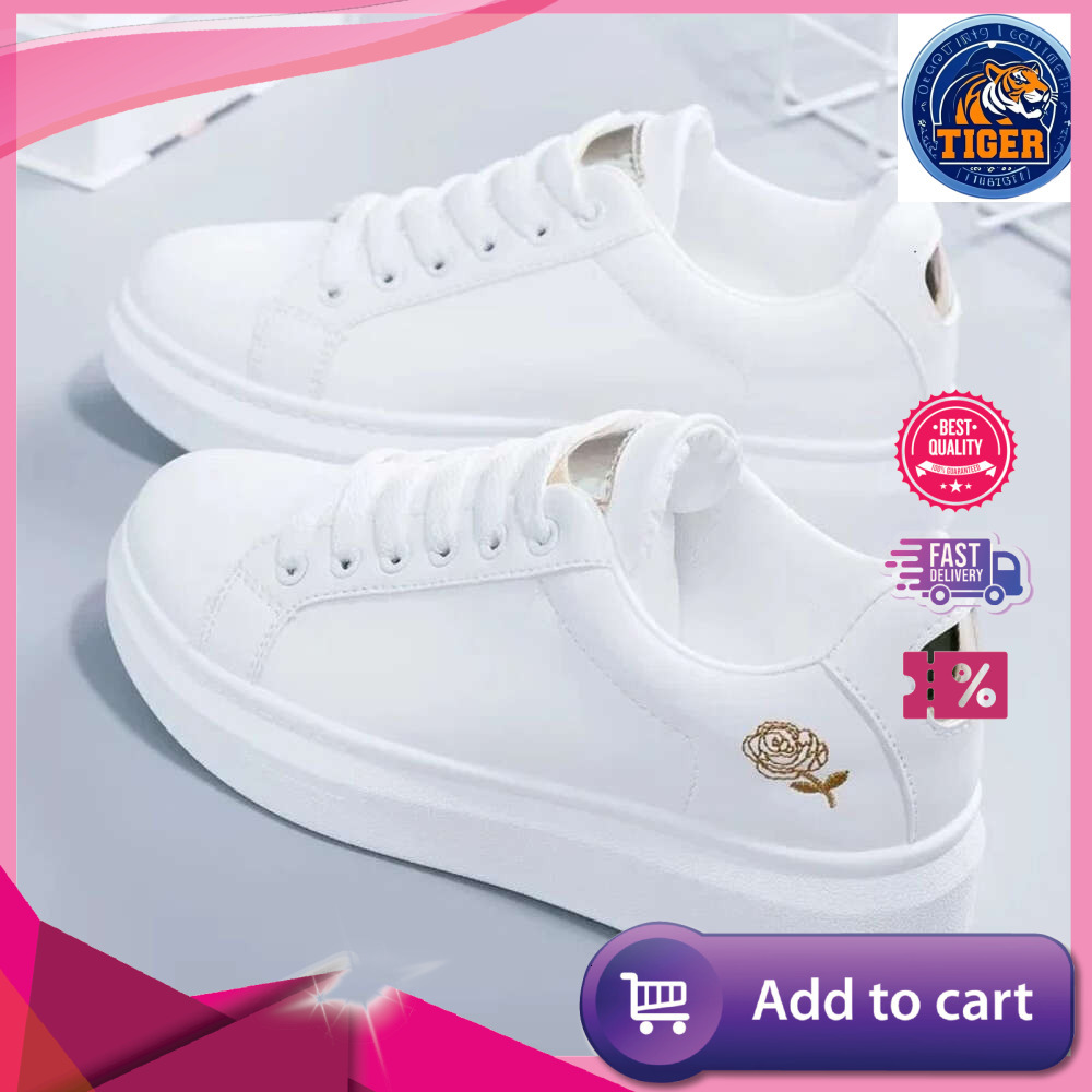 Ddmytiger Autumn Ladies Shoes Women Running Spring Fashion White Breathable Embroidered Flower Lace Up Casual Sneakers Zapatos Female Clothing Outdoor