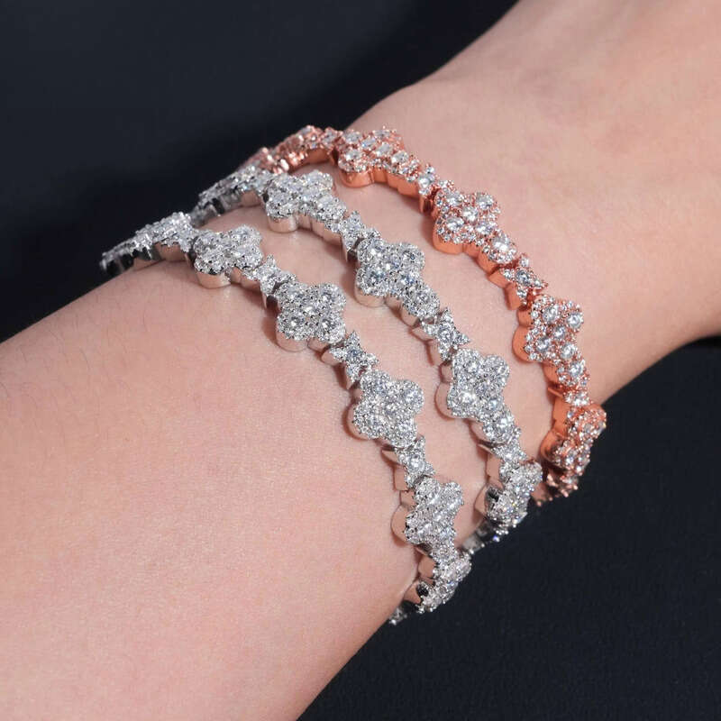 Premium Jewelry GRA Certificate Iced Out 10mm Sterling Sier Hip Hop Cross Moissanite Bracelet aaa