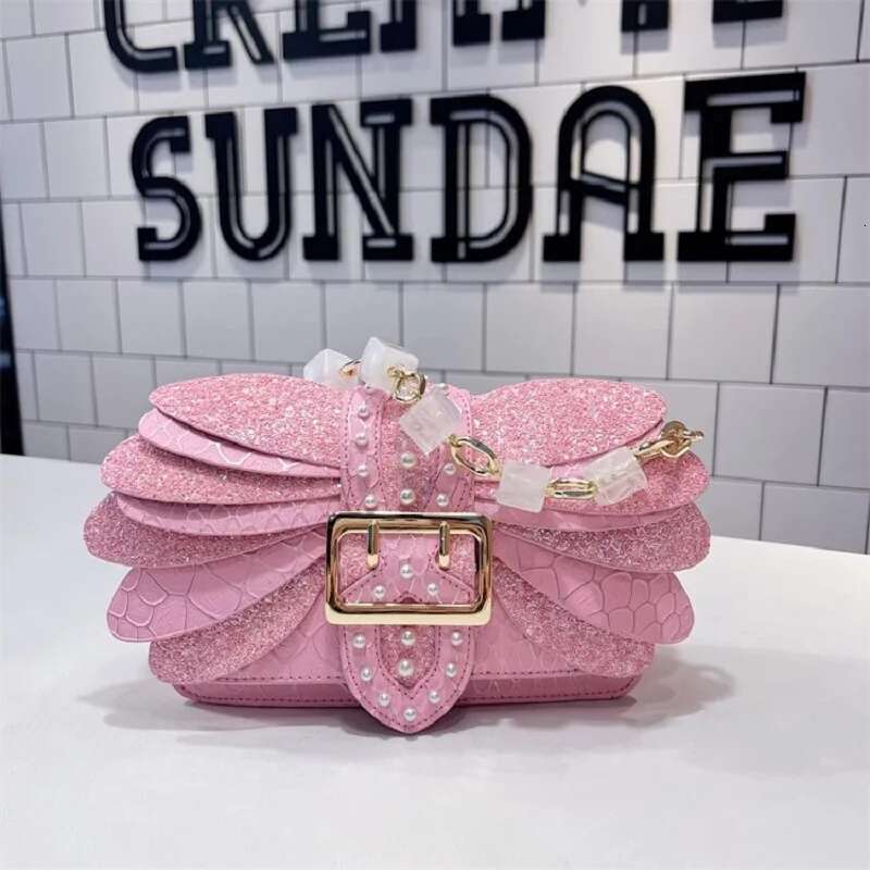 Designer Bag 2025 High Quality Fashion Pearl Beaded Square Glitter Shiny Sequins Women's Handbag Shoulder Messenger Lady Purse Casual Bag Luxury 