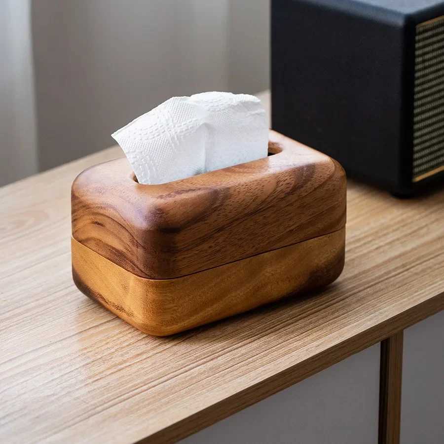 walnut wooden tissue box household living room wooden pumping paper box Japanese creative rectangular napkin paper boxM251124