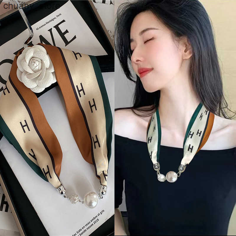 Magnetic buckle scarf for women in summer thin headband neck covering magnetic suction buckle neck decoration small strip neck protection belt narrow 