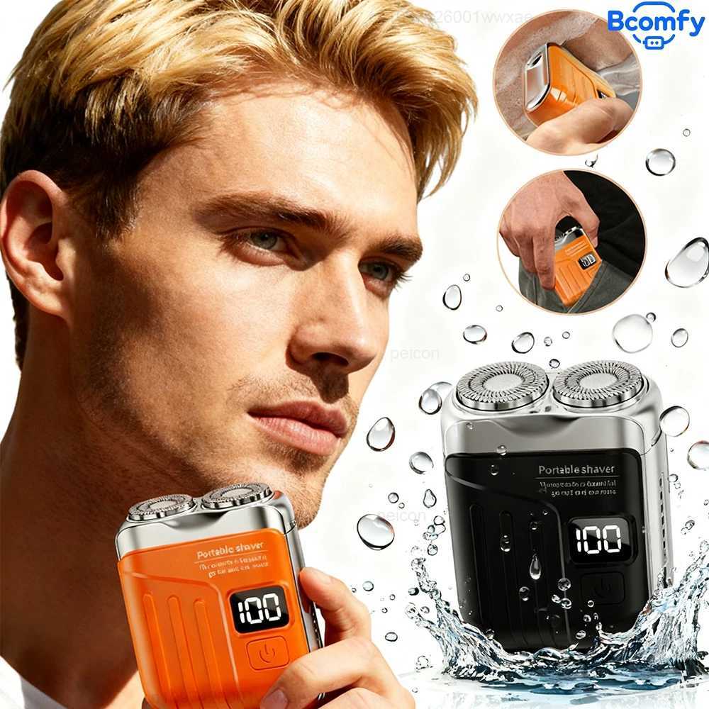 Mini Electric Shaver for Men Dual Beard Trimmer Household Rechargeable Shaver Digital Display Beard Trimmer L251124