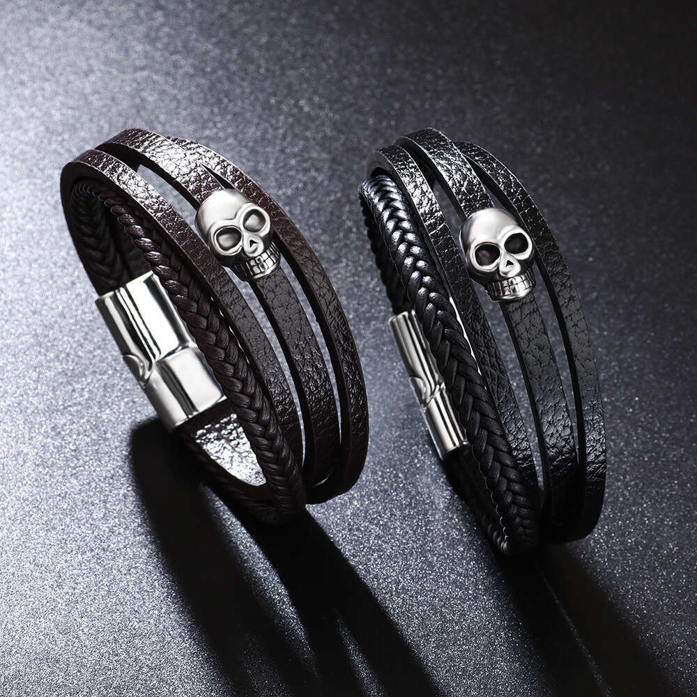 Explosive Punk Style Evil Alloy Magnetic Buckle Skull Head Bracelet
