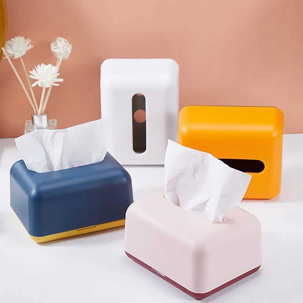 Fashion Plastic Napkin Holder Simplicity Large Storage Tissue Case Solid Color Car Tissue BoxM251124