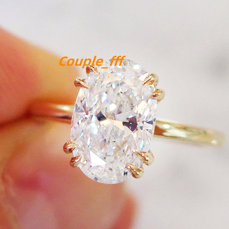 Wholesale Vvs Moissanite 10K 14K 18K Solid Yellow Gold Engagement Wedding Rings for Women Diamond Emerald Radiant Oval Cut Ring