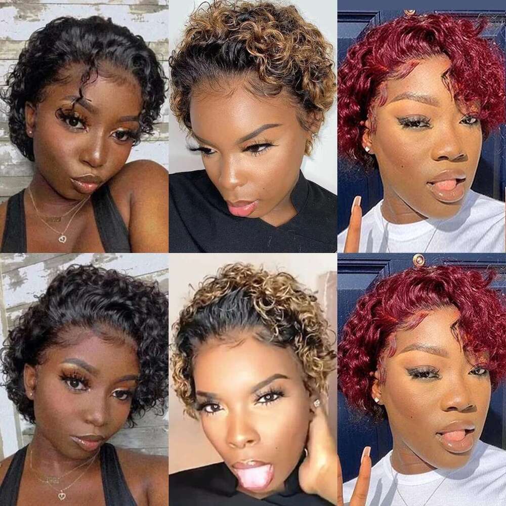 Pixie Cut 99J Lace Spring Curl Short Bob Human For Women Natural Black Color Blonde Jarin Hair Cheap Wig