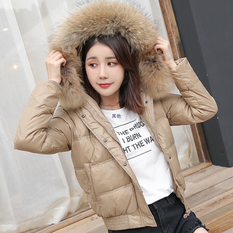 Small down jacket for women short Korean version 2023 new winter outfit explosive fit slimming large fur collar coat student jacket 240930