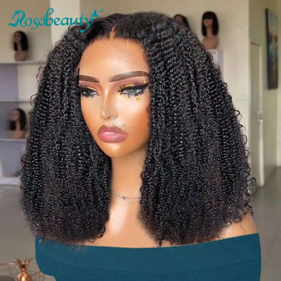 Rosabeauty Afro Kinky Curly Wigs X HD Transparent Frontal Human Hair X Glueless Lace Wig Fluffy Mongolian Remy Tote Bag Tote Bag