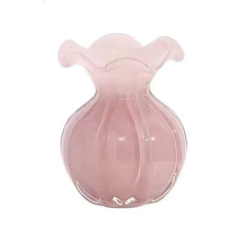 Light Luxury Pink Glass Vase Table Hydroponic Crafts Living Room Decoration Flower Arrangement Holiday Gift Home C251124