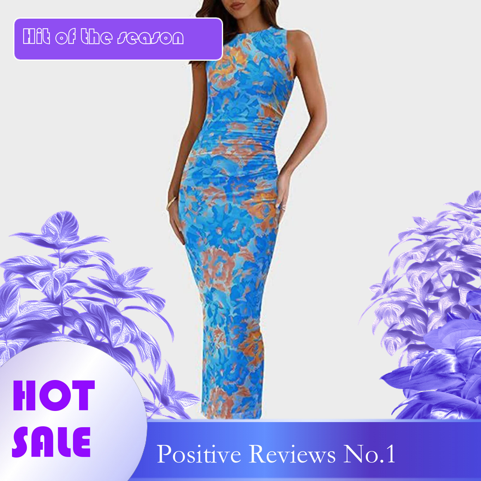 Dongdumaoyi Women S Spring Dresses Summer New Fashionable Floral Printed Round Neck Style Slimming Sleeveless Tight Dress