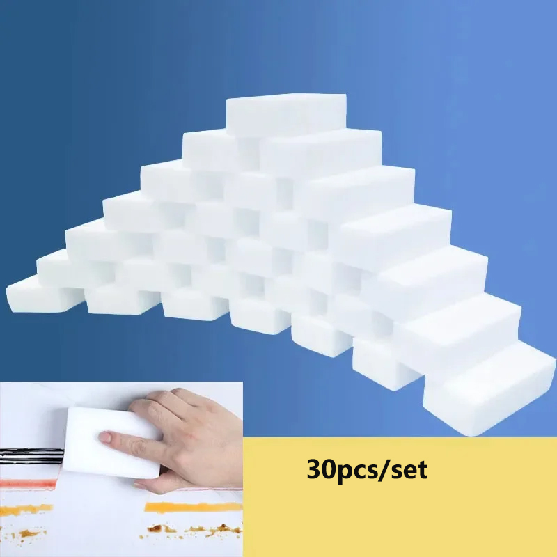 30pcs/set White Magic Melamine Sponge Eraser Cleaning Brush Sponge Bathroom Kitchen Dishwashing Nano Sponges