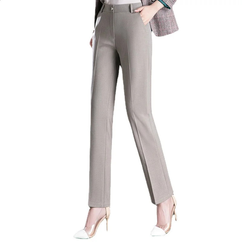Fashion Trousers Womens High Waisted Straight Suit Pants Loose Dress Pants Black Beige Grey Slacks Women Pantalones 250421