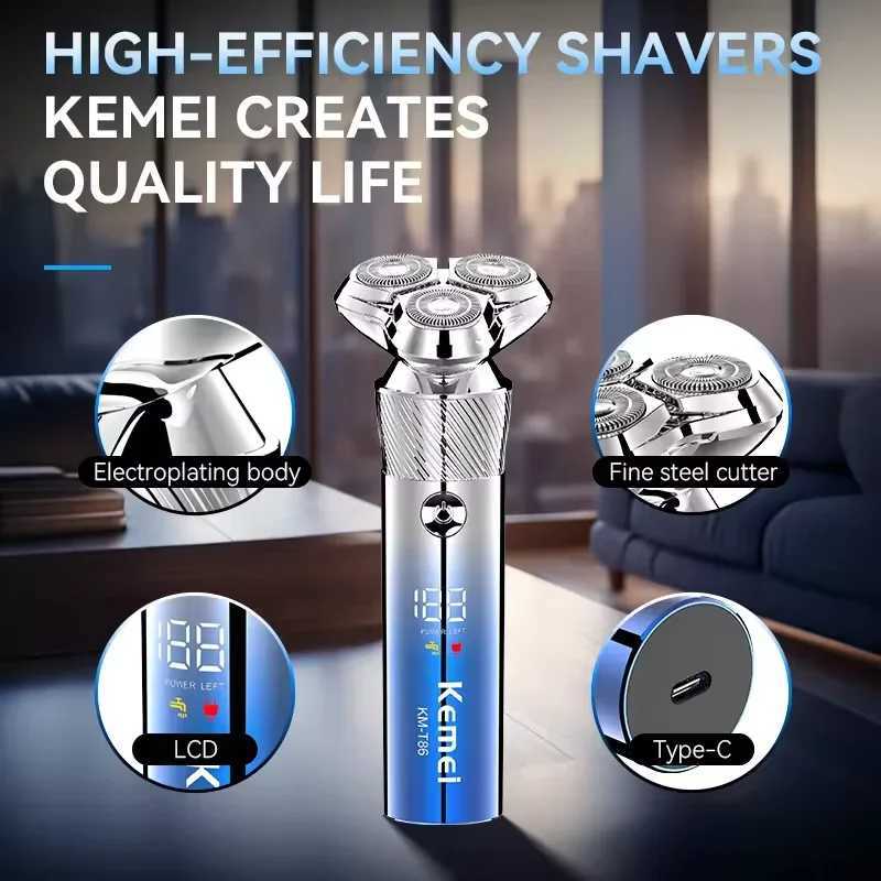 Kemei Professional Electric Shaver For Men Wet Dry Waterproof LCD Display Electric Razor Rechargeable Shaving Machine L251124