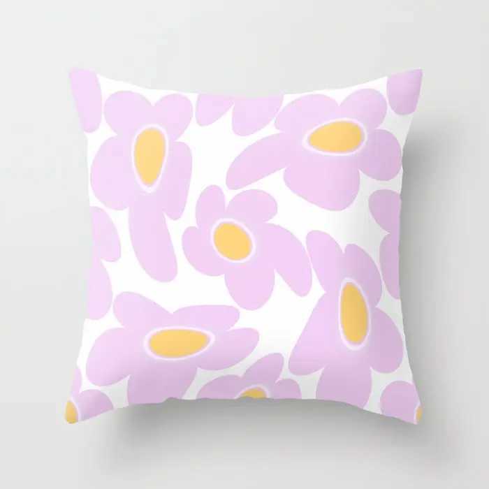 Nordic Modern Flower Pillow Combination Orange Plant Pillow Sofa Cushion Pillowcase Office Cushion Afternoon Nap Pillow G251124